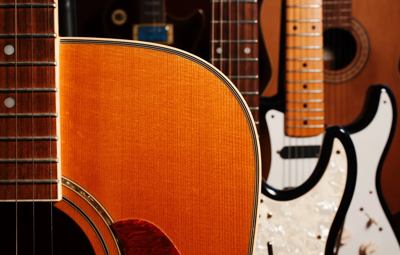 Photo wallpaper macro, music, guitar