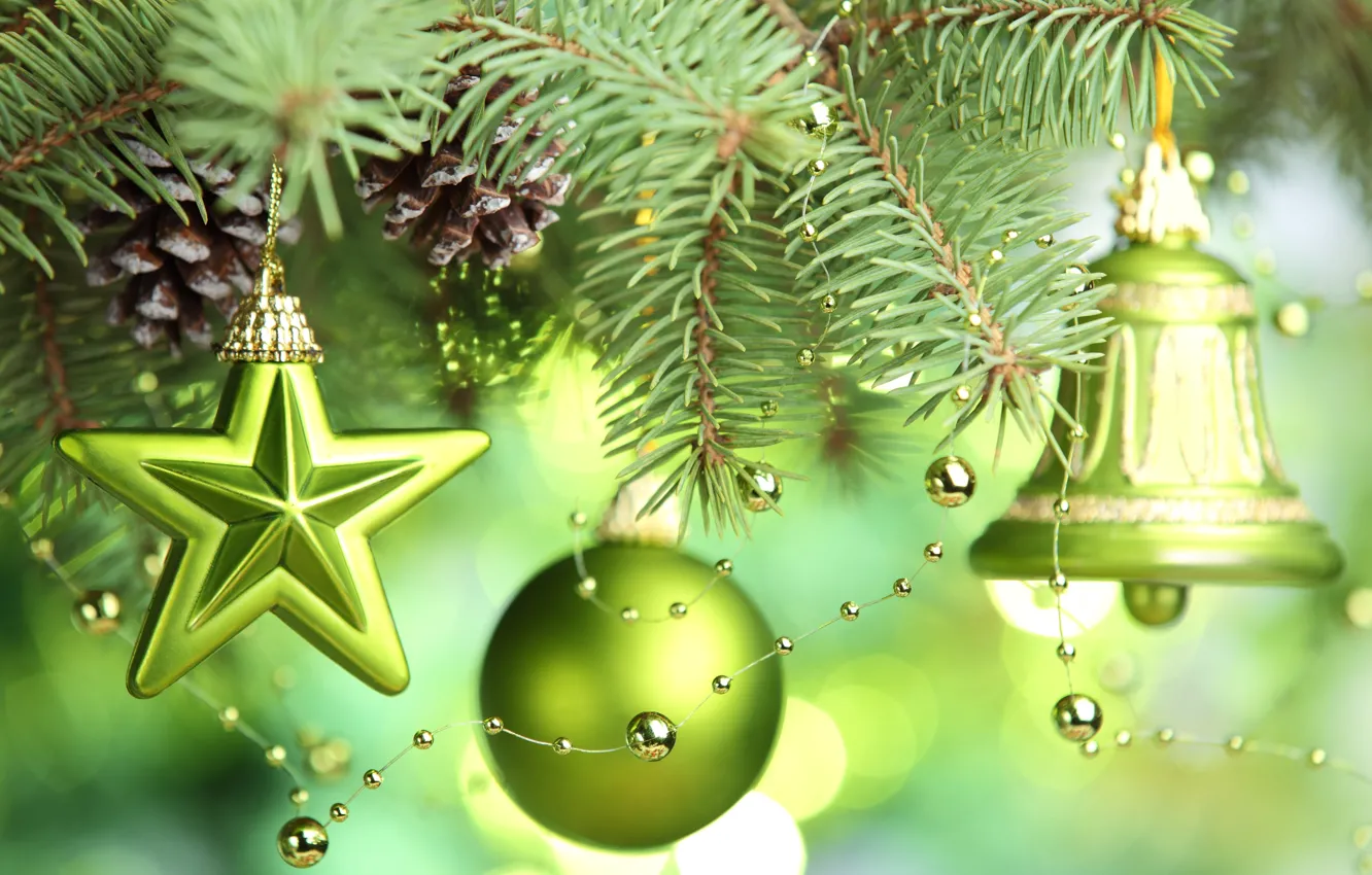 Photo wallpaper stars, decoration, tree, new year, stars, New Year, merry christmas, Bell