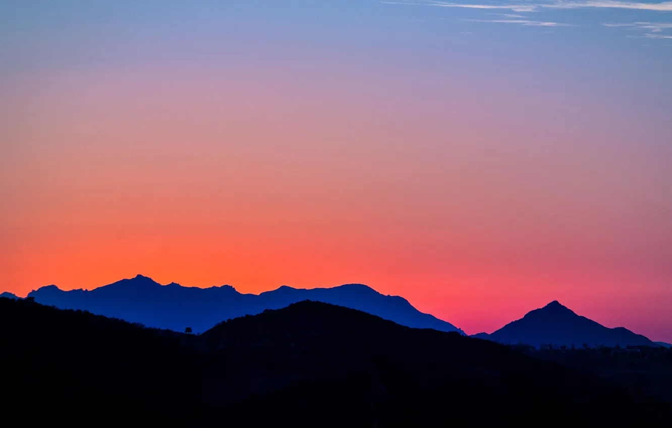 Photo wallpaper the sky, sunset, hills