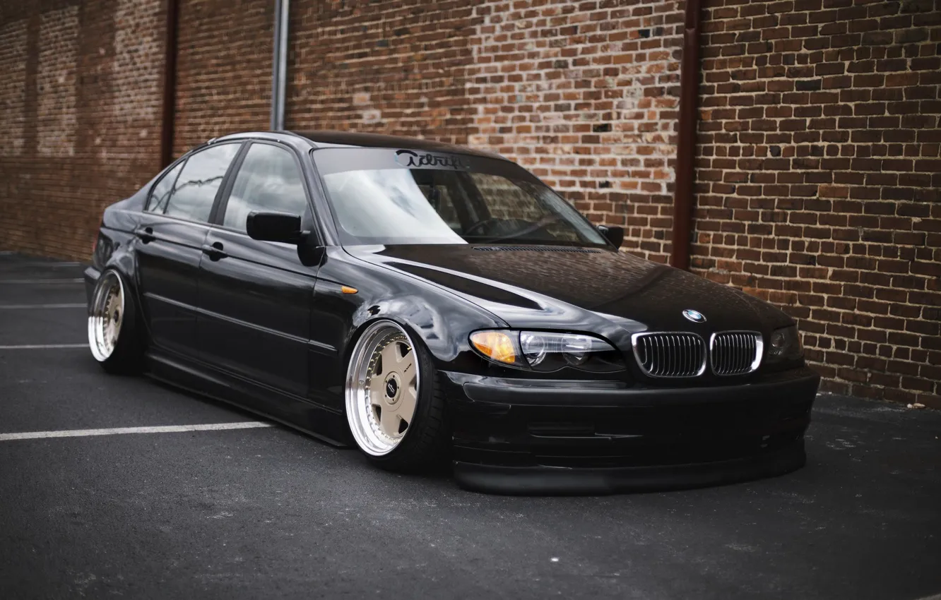 Photo wallpaper bmw, black, tuning, germany, low, stance, e46