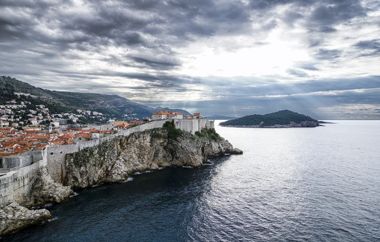 Photo wallpaper sea, landscape, panorama, Croatia, Croatia, Dubrovnik, Dubrovnik