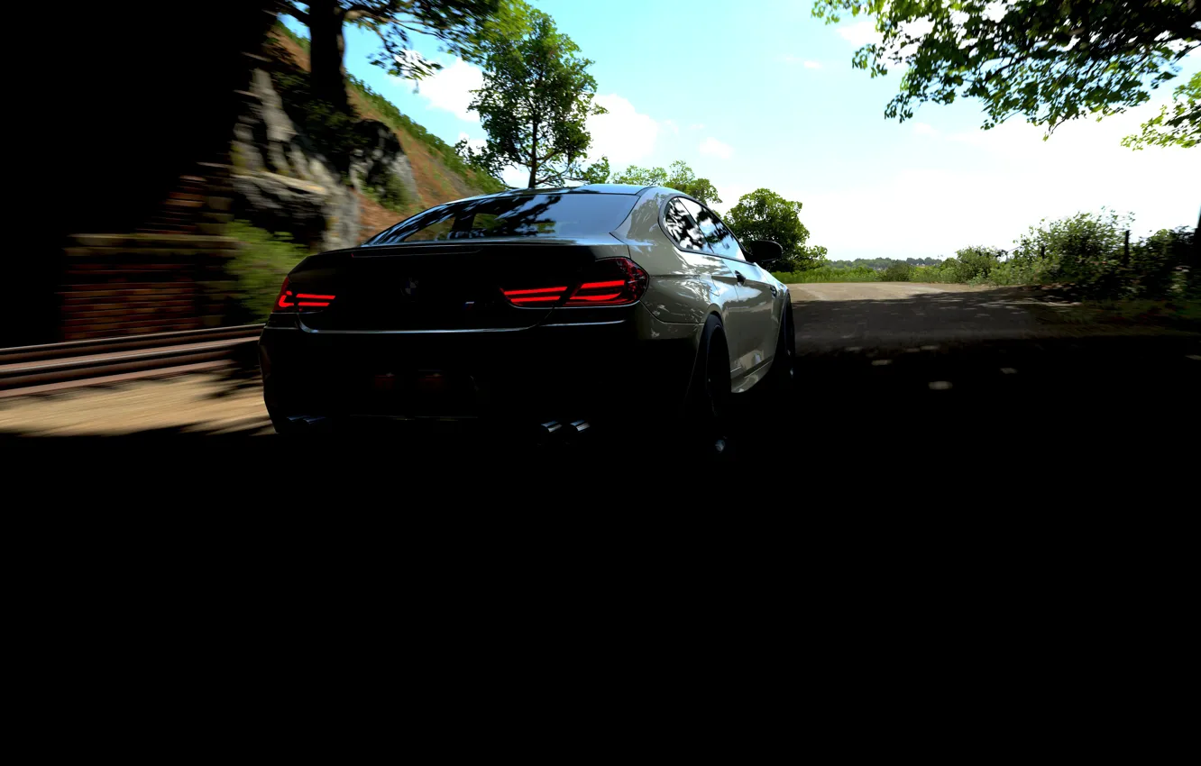 Photo wallpaper lights, HDR, BMW, game, trees, Coupe, tunnel, BMW M6 Coupe