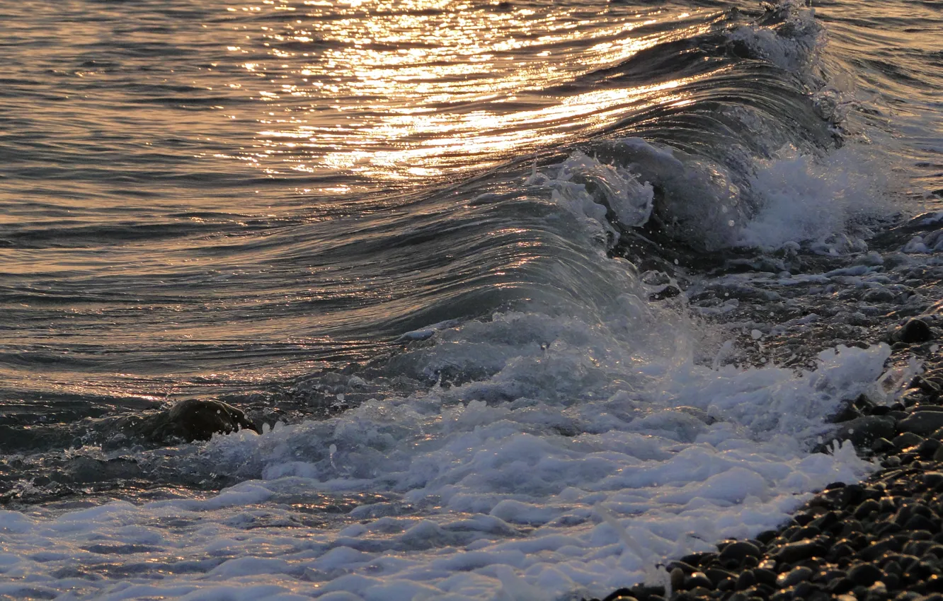 Photo wallpaper sea, wave, the evening, surf, Akela White
