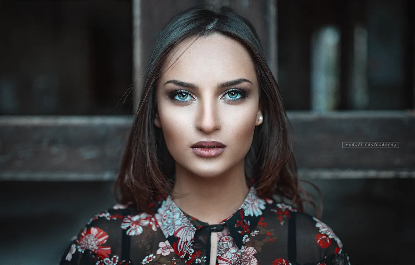 Photo wallpaper look, background, model, portrait, makeup, brunette, hairstyle, beauty