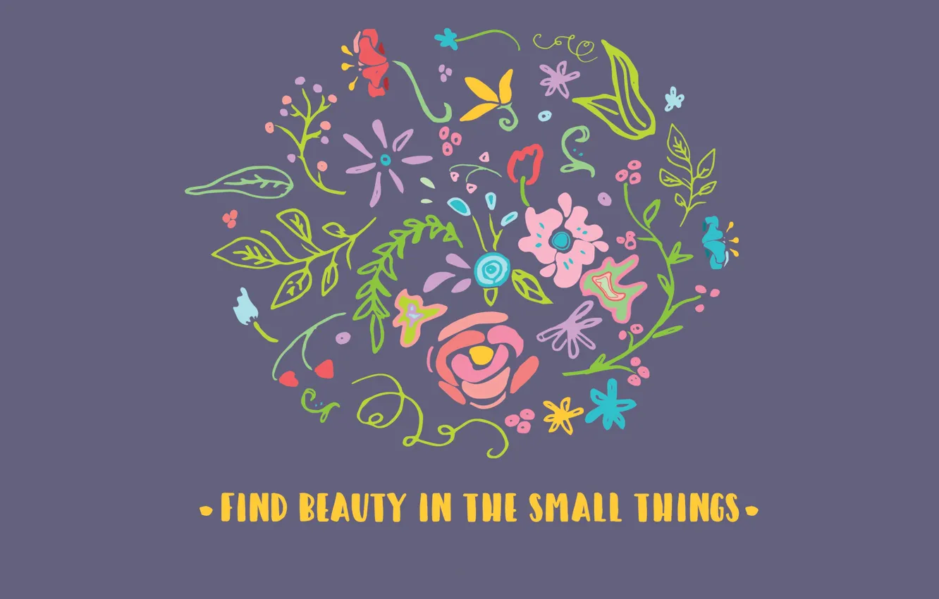 Photo wallpaper flowers, the inscription, figure, may