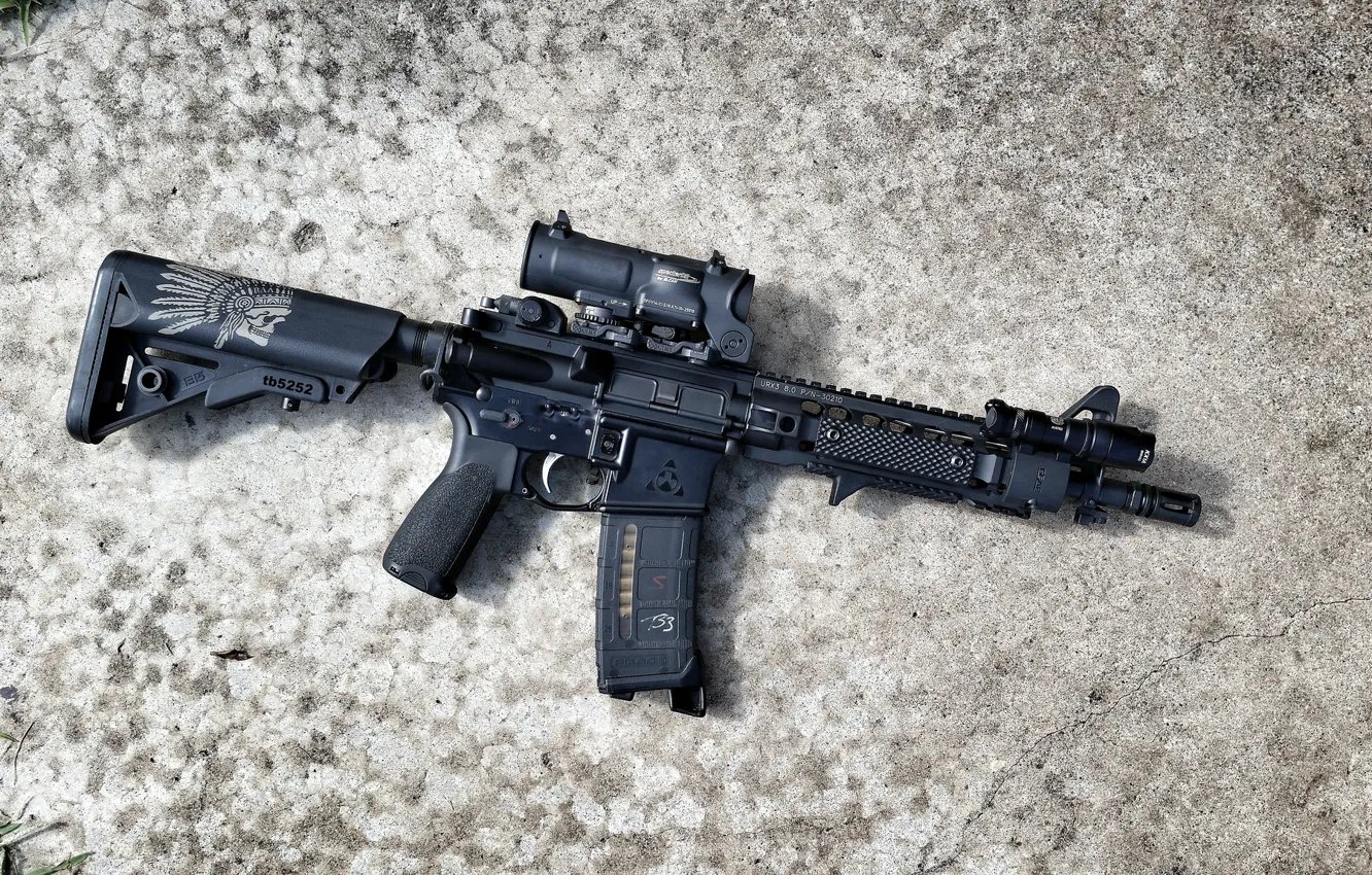 Photo wallpaper weapons, background, machine, assault rifle