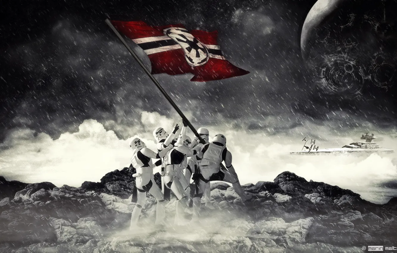 Photo wallpaper Star Wars, Star wars, flag, Stormtrooper