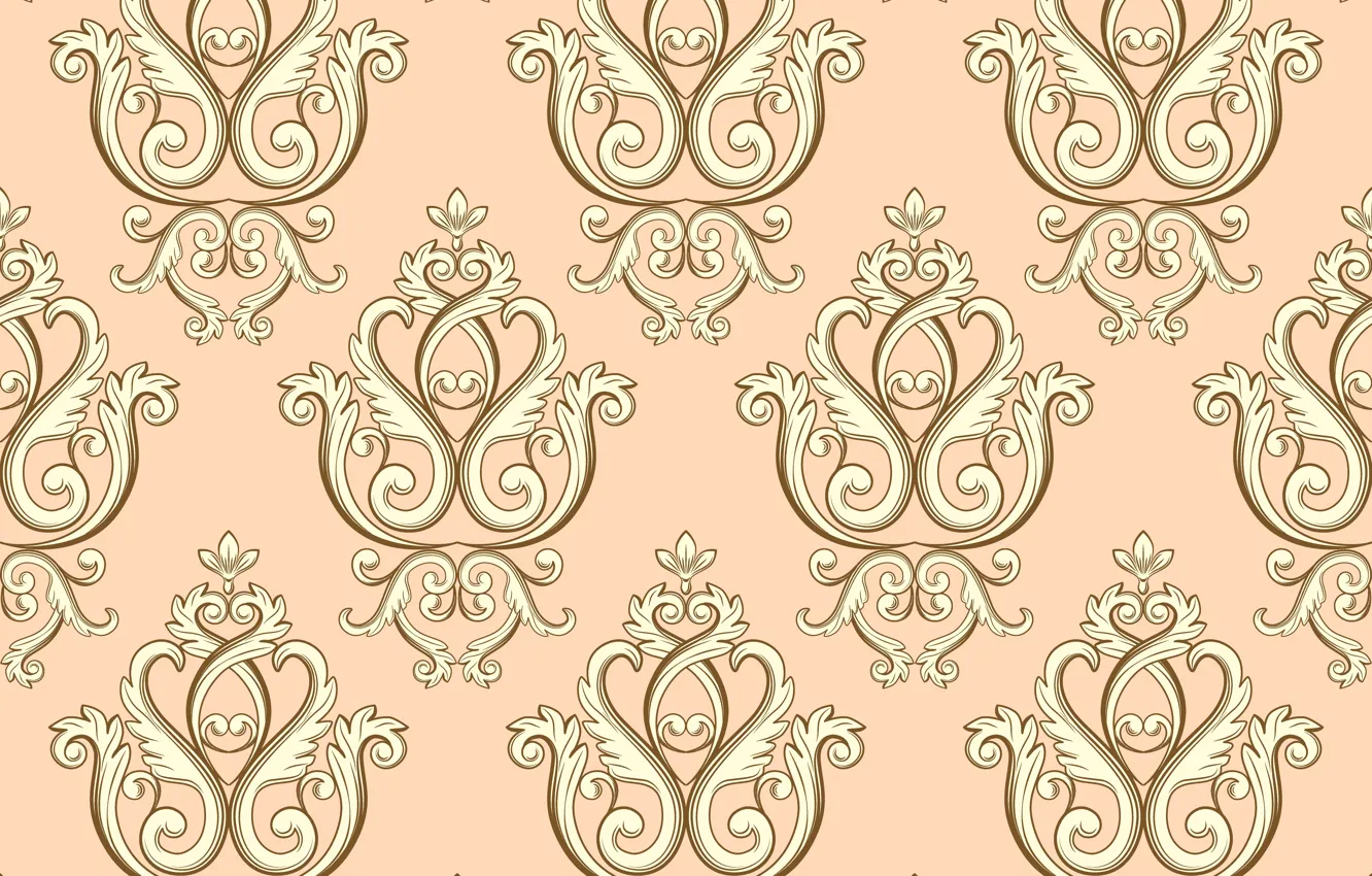 Photo wallpaper retro, pattern, ornament, texture, vintage, pattern, seamless, damask