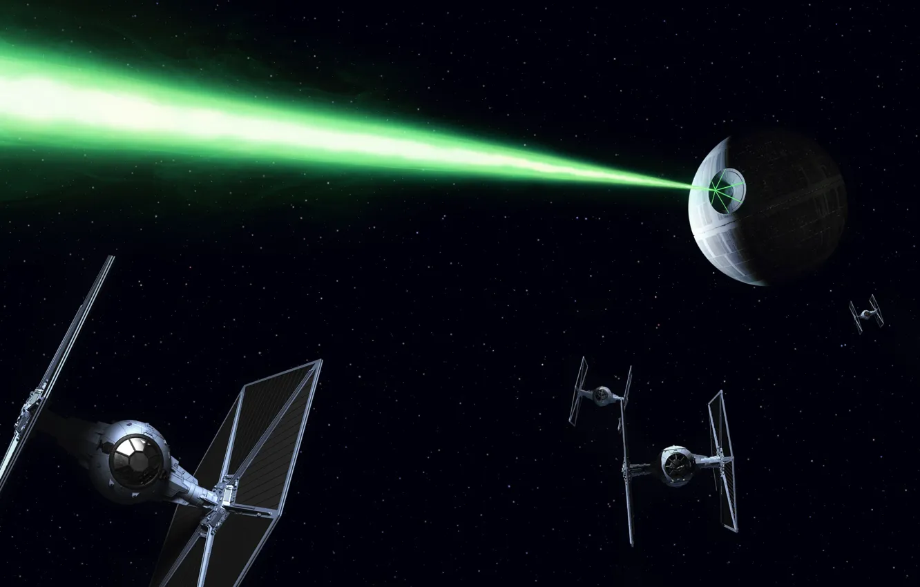 Photo wallpaper space, rays, green, green, collage, photoshop, cinema, Star Wars