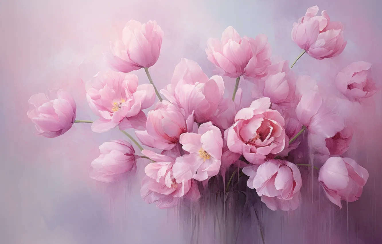 Photo wallpaper flowers, universal holiday background, holiday, bouquet, AI art, stains, painting, March 8