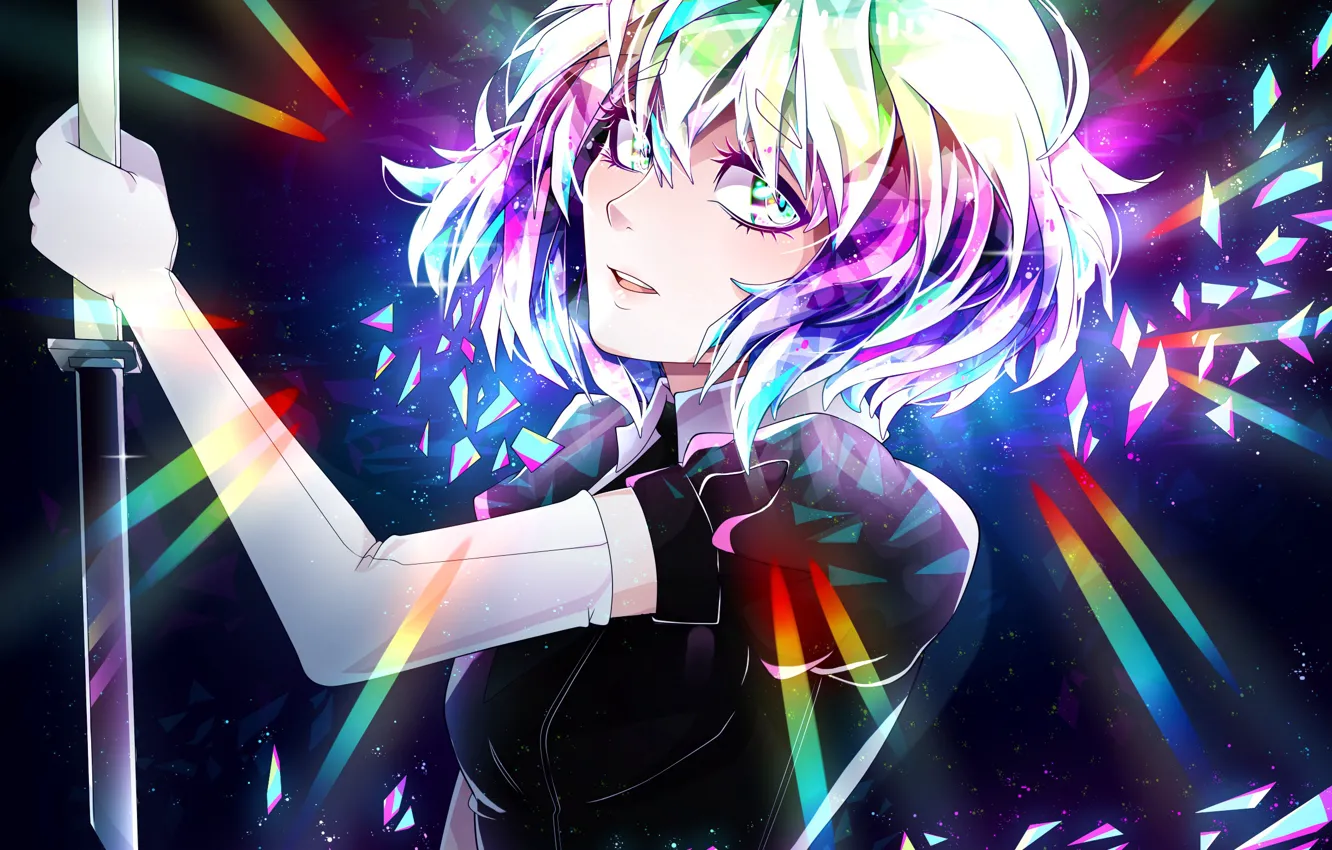 Photo wallpaper girl, fragments, sword, anime, art, Country Gems, Houseki no kuni