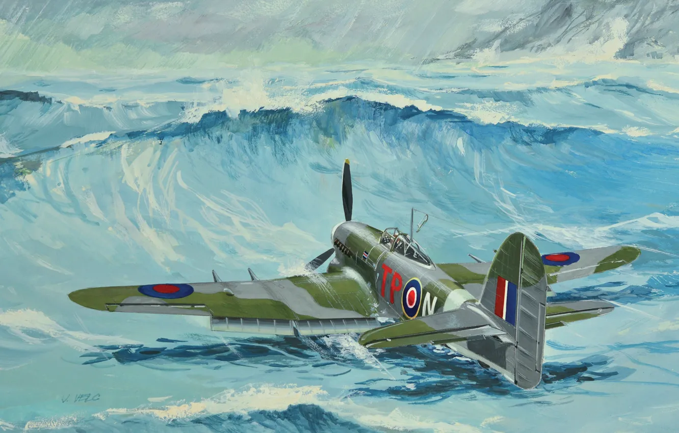 Photo wallpaper Art, fighter-bomber, RAF, The second World war, Hawker, Typhoon Mk.Ib
