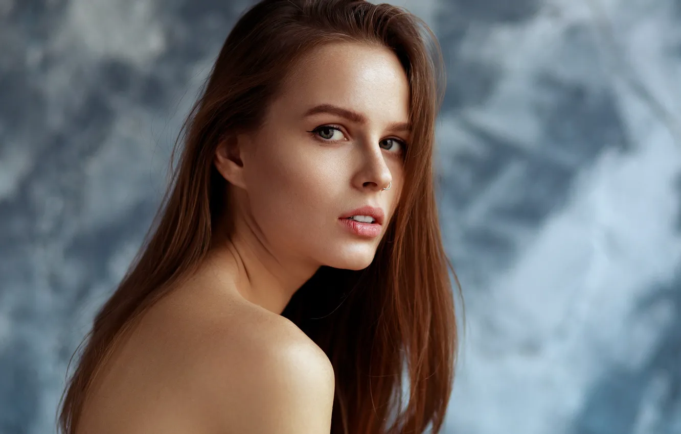 Photo wallpaper look, girl, face, background, portrait, shoulders, long hair, Igor Kupriyanov