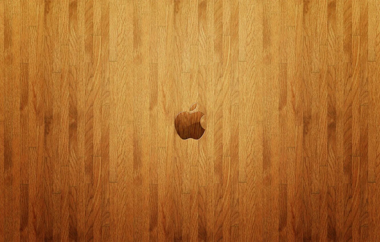Photo wallpaper Apple, wall, Logo, wood