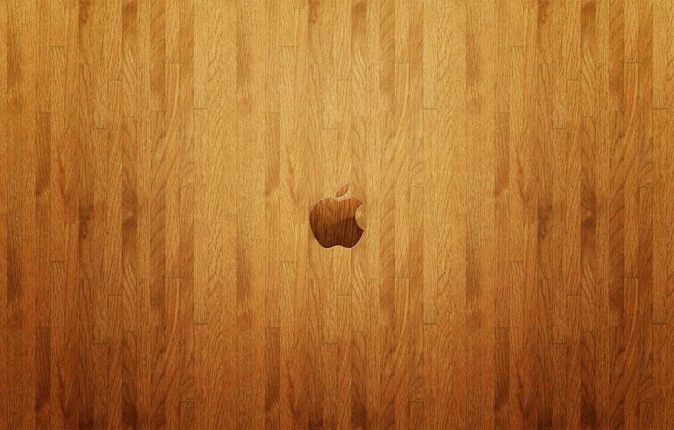 Photo wallpaper apple, wall, logo, wood