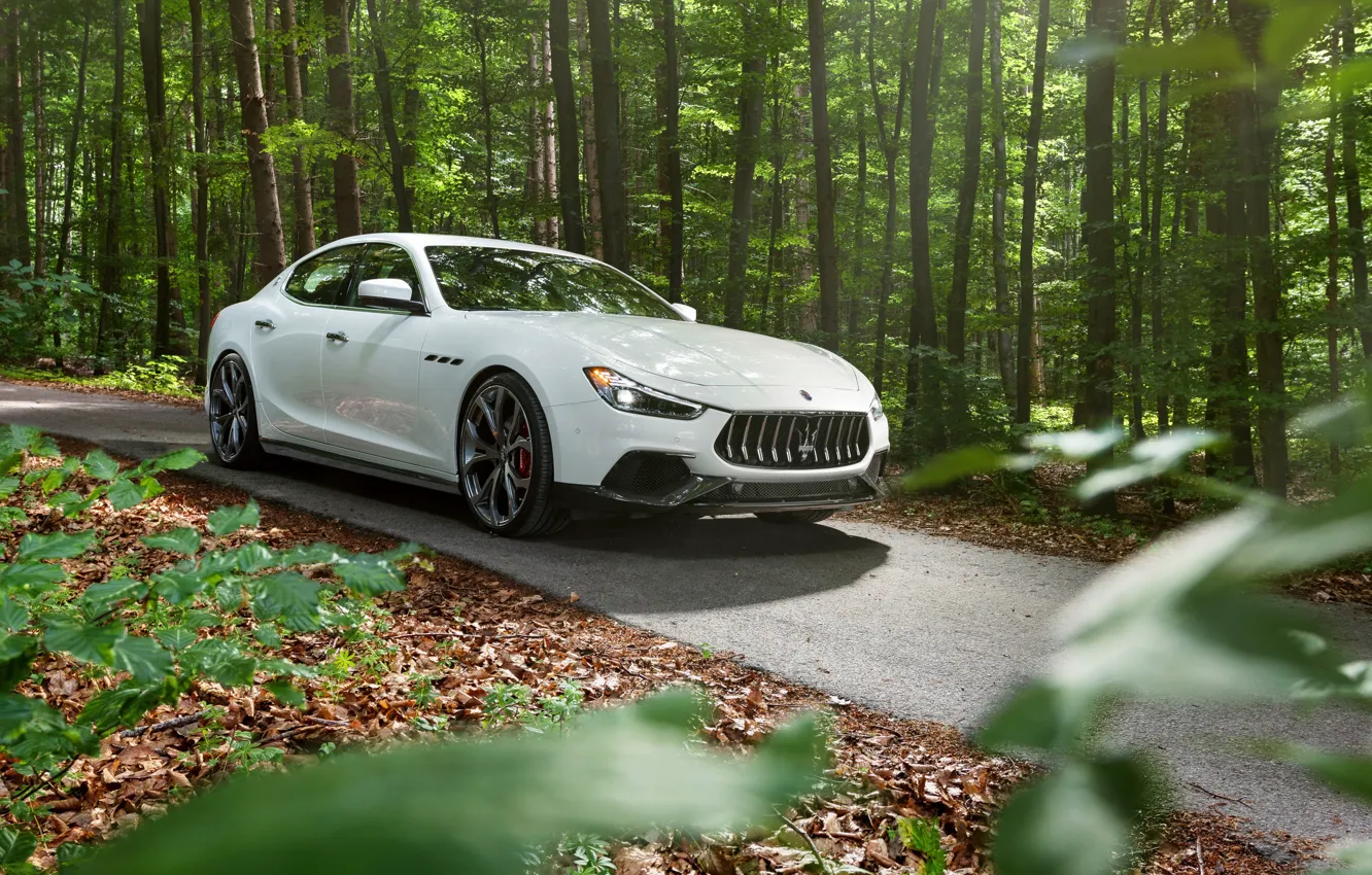 Photo wallpaper Ghibli, front view, Maserati, Novitec, 2018, GranSport