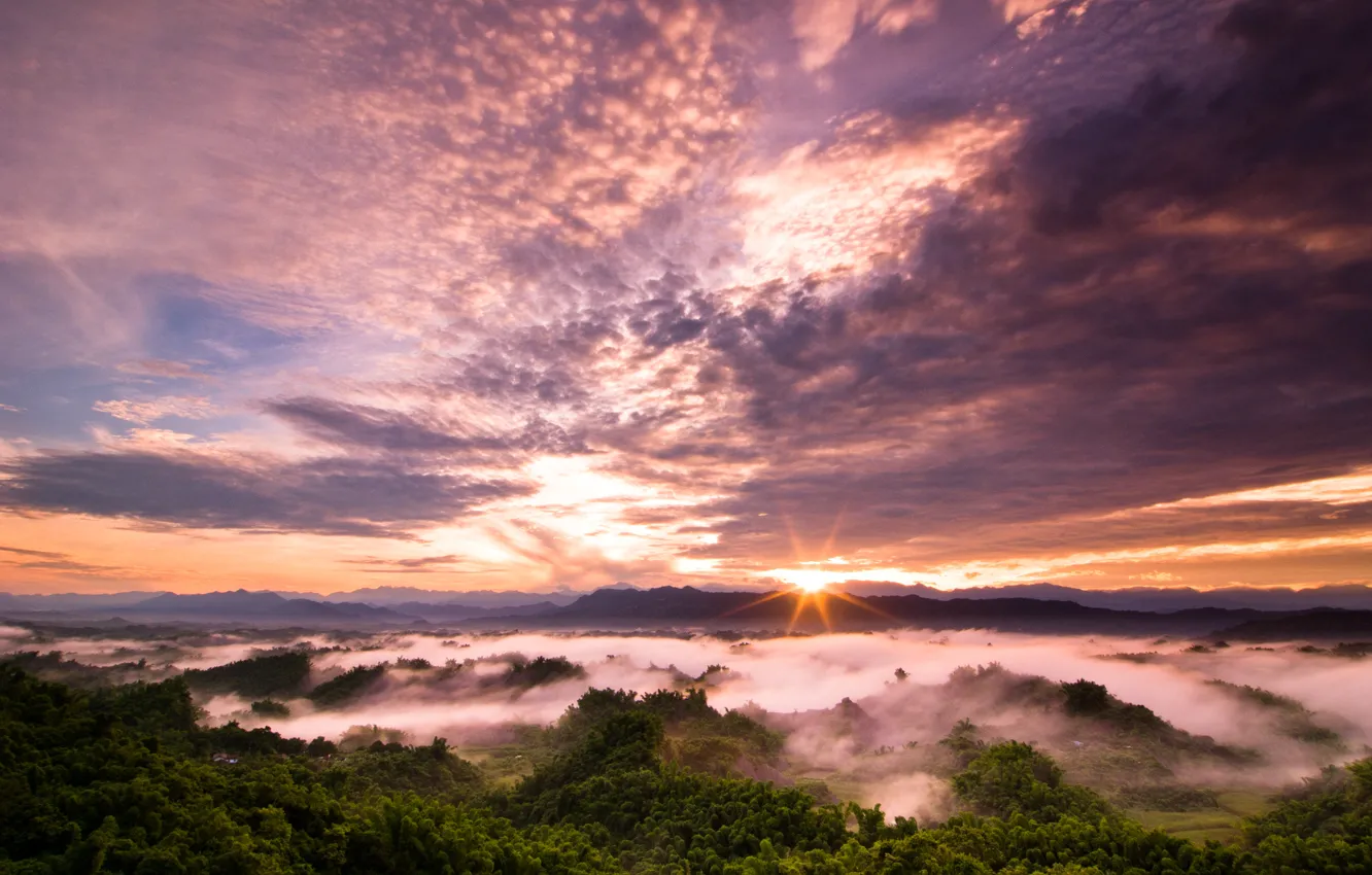 Photo wallpaper clouds, sunset, Taiwan