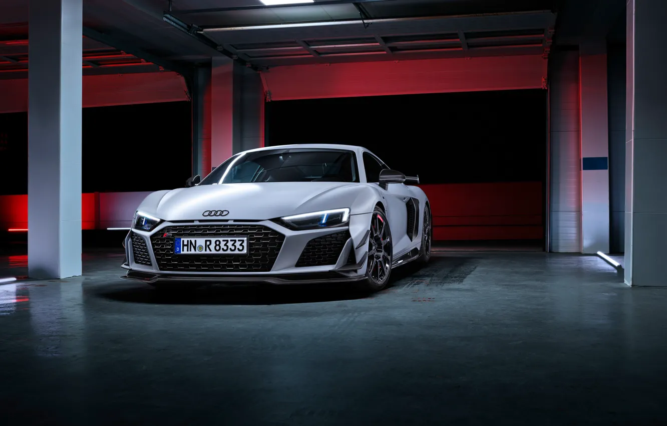 Photo wallpaper Audi, headlights, R8, Audi R8 Coupe V10 GT RWD