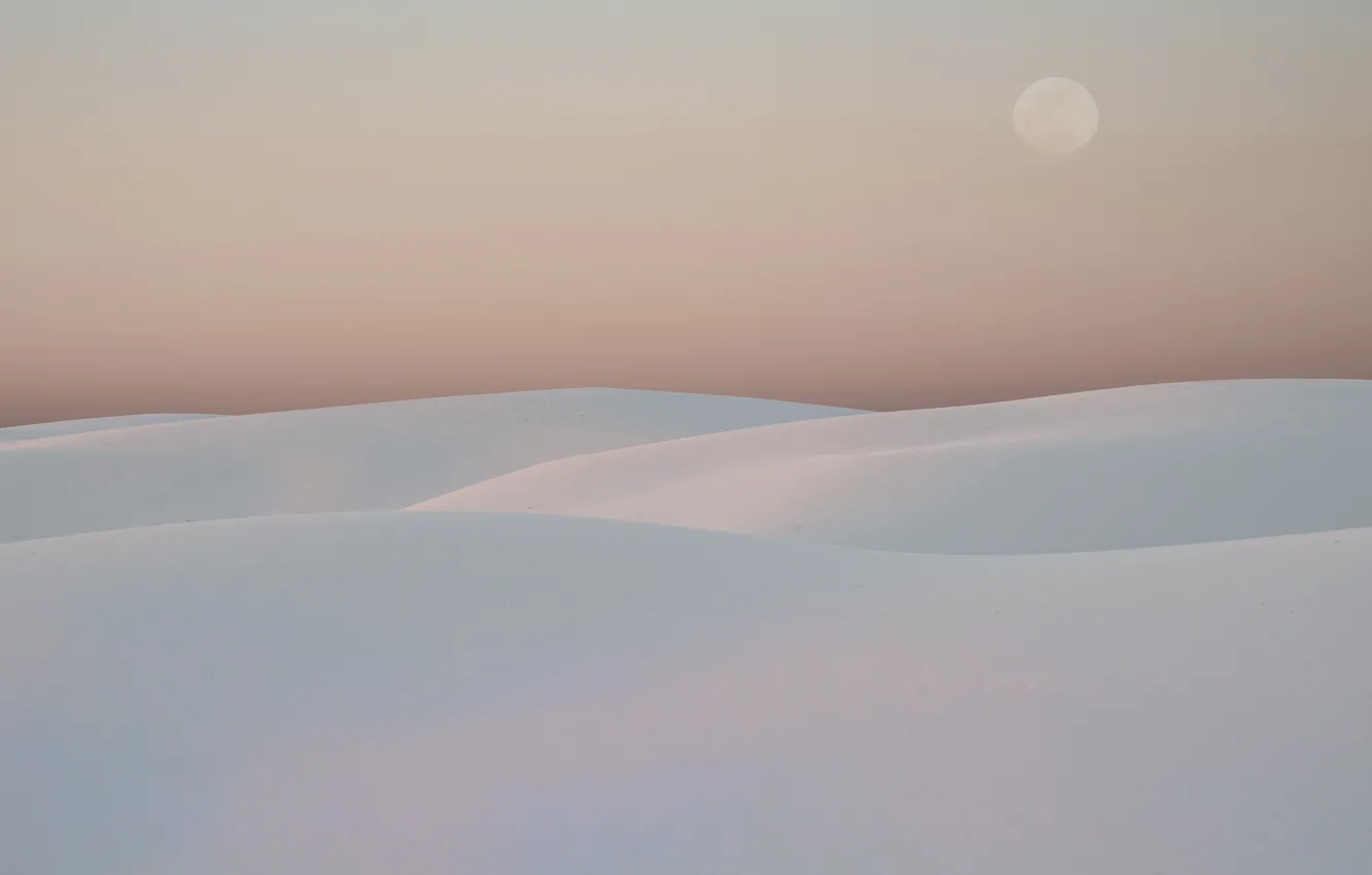 Photo wallpaper the moon, desert, USA, New Mexico, white sand