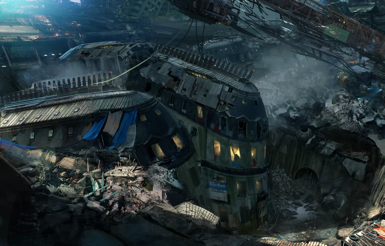 Photo wallpaper the city, building, disaster, destruction, Rememberme