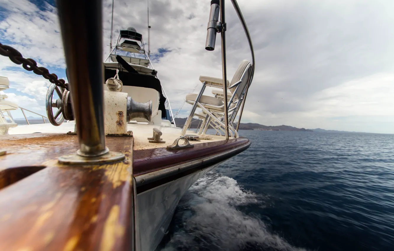Photo wallpaper sea, ocean, water, bokeh, yacht, seats, mast