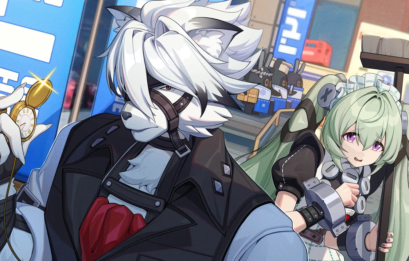 Photo wallpaper girl, the city, fantasy, furry, bangboo, by lycaon, Zenless Zone Zero, Corin Wickes