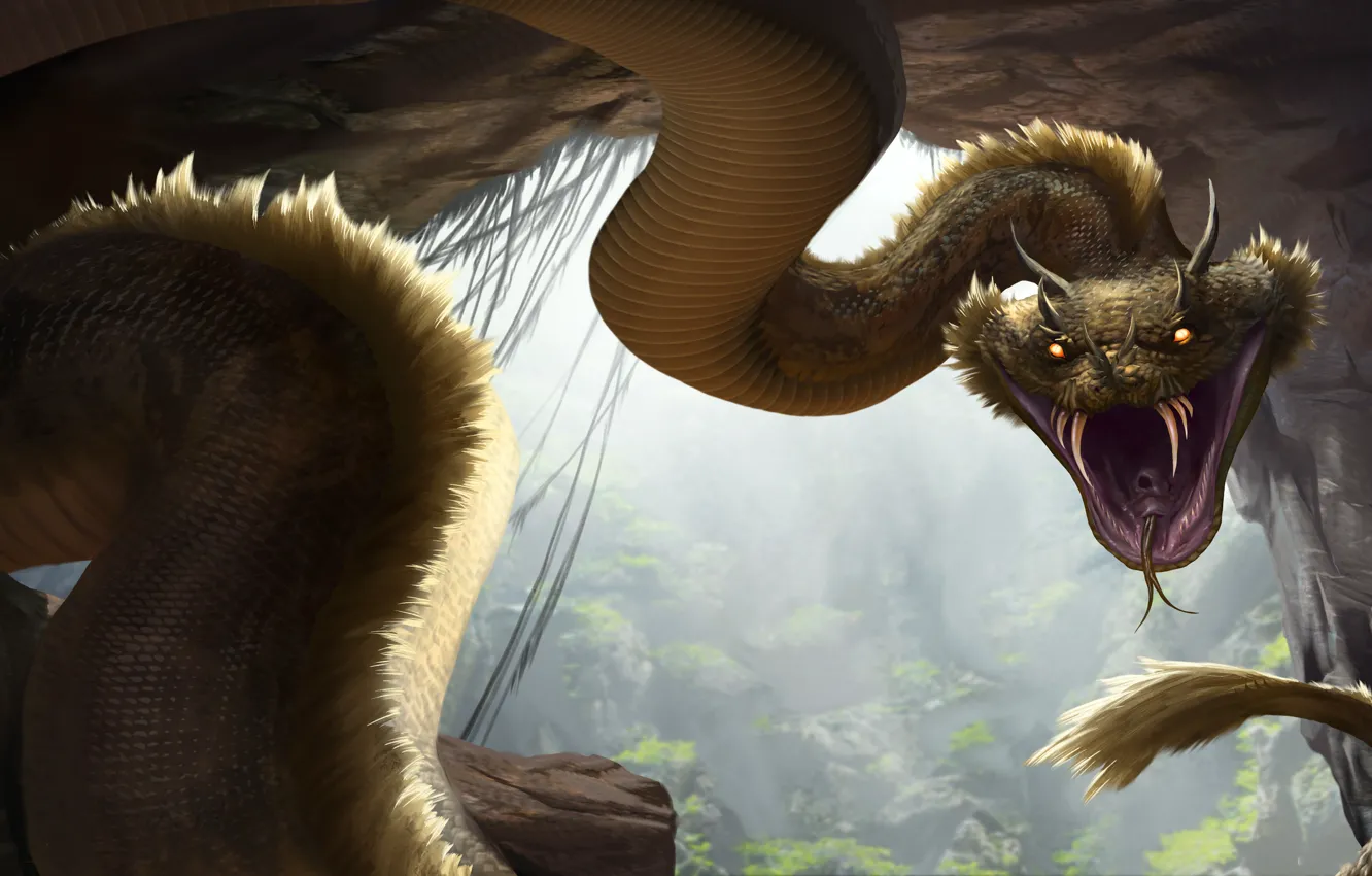 Photo wallpaper fantasy, snake, being, art