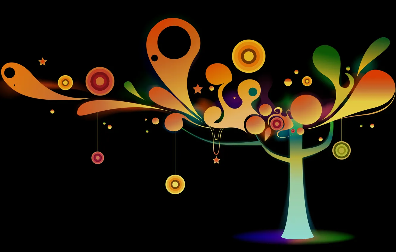 Photo wallpaper decoration, circles, tree, vector, color