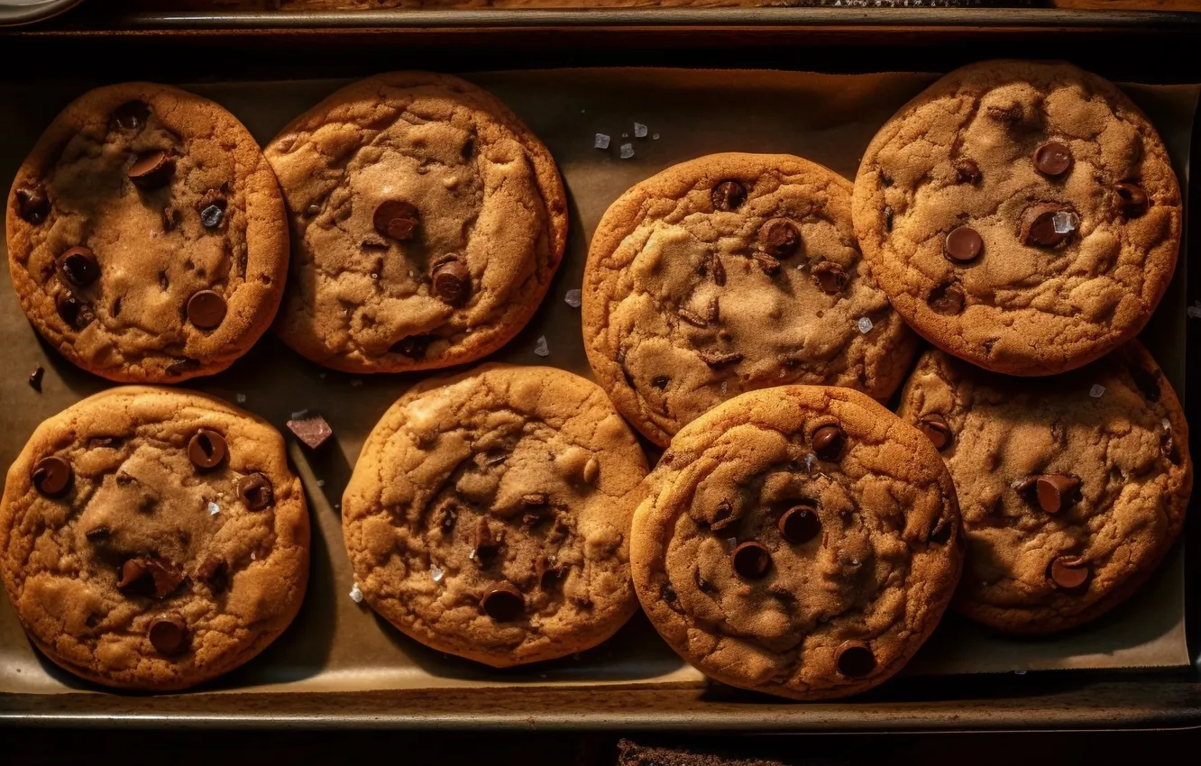 Photo wallpaper chocolate, cookies, stacked, chip, homemade