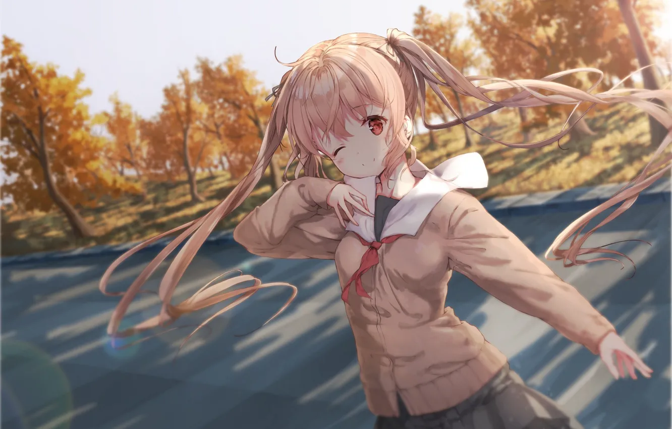 Photo wallpaper autumn, art, girl, kantai collection, Murasame