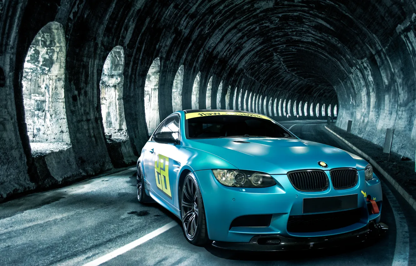 Photo wallpaper BMW, E92, light blue, M3