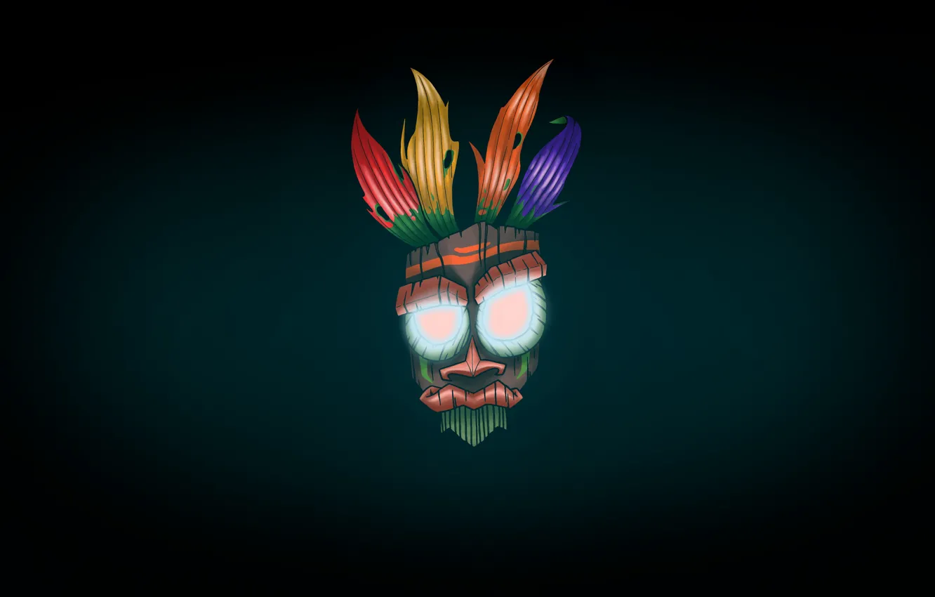 Photo wallpaper background, minimalism, mask, art, crash, Crash Bandicoot, I I, Aku Aku