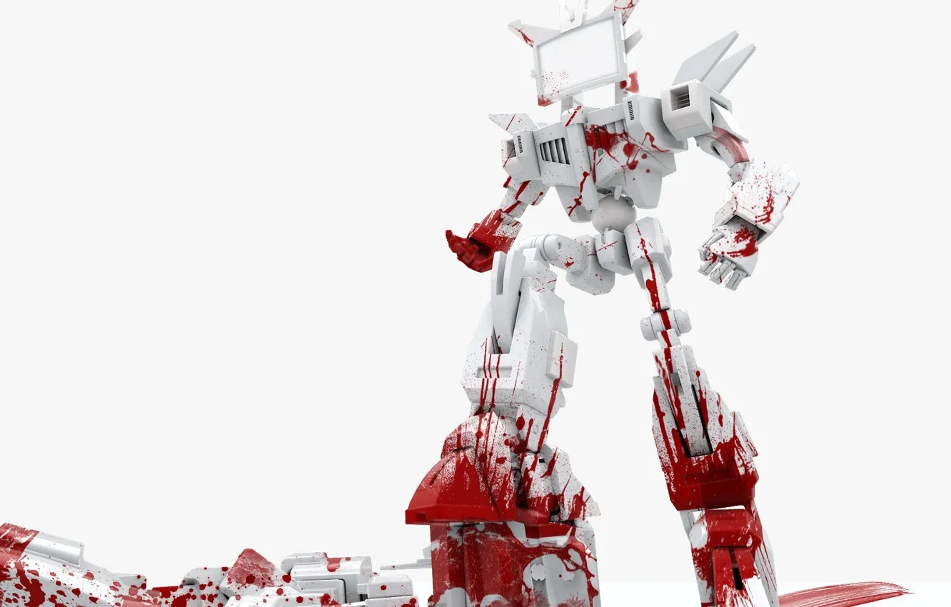 Photo wallpaper white, blood, robot