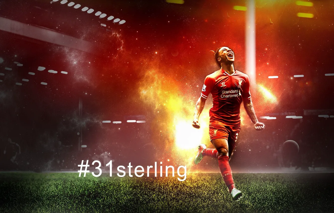 Photo wallpaper wallpaper, stadium, football, Liverpool FC, Anfield Road, player, Sport, Raheem Sterling