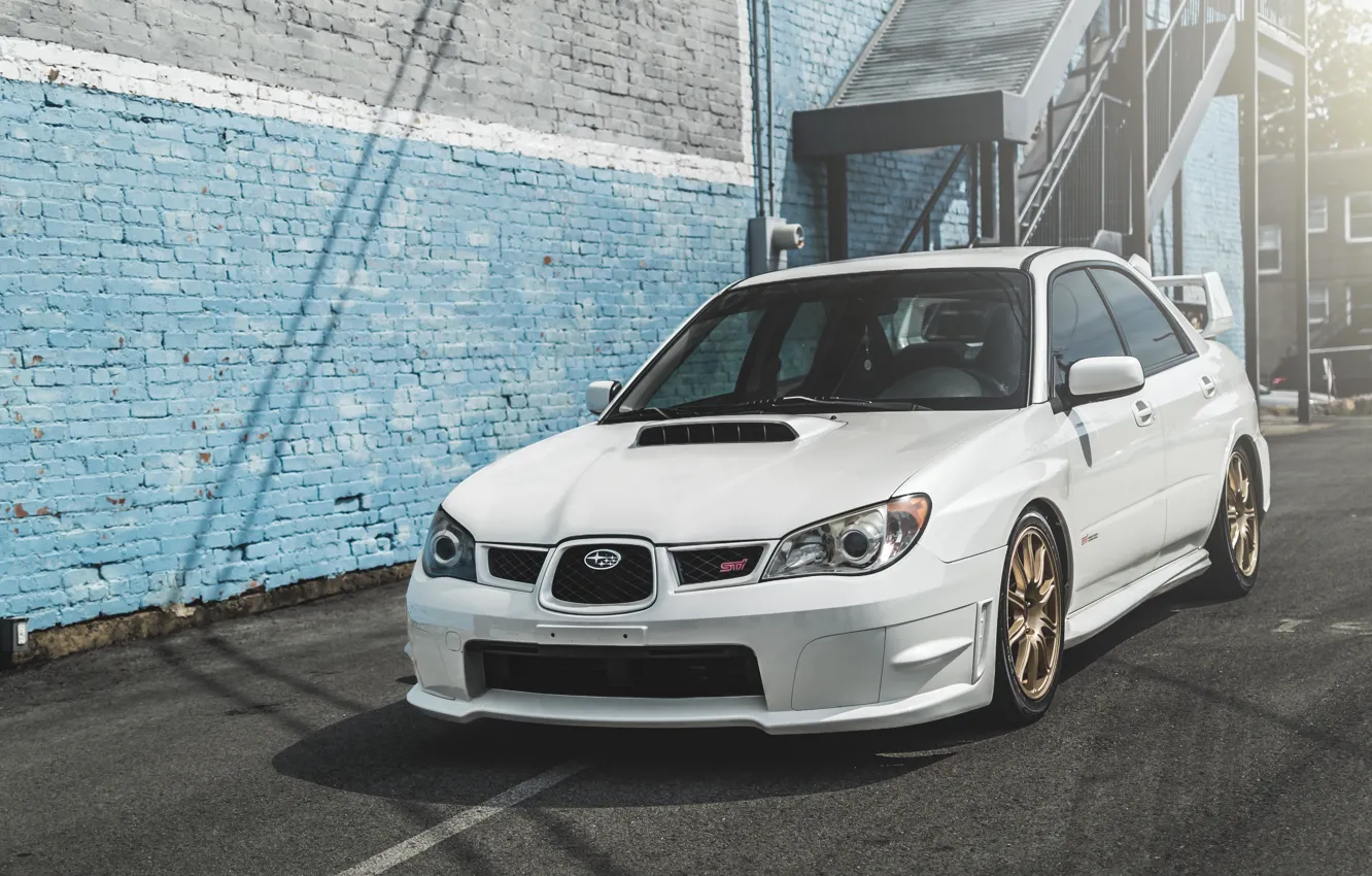 Photo wallpaper Subaru, Impreza, White, STi