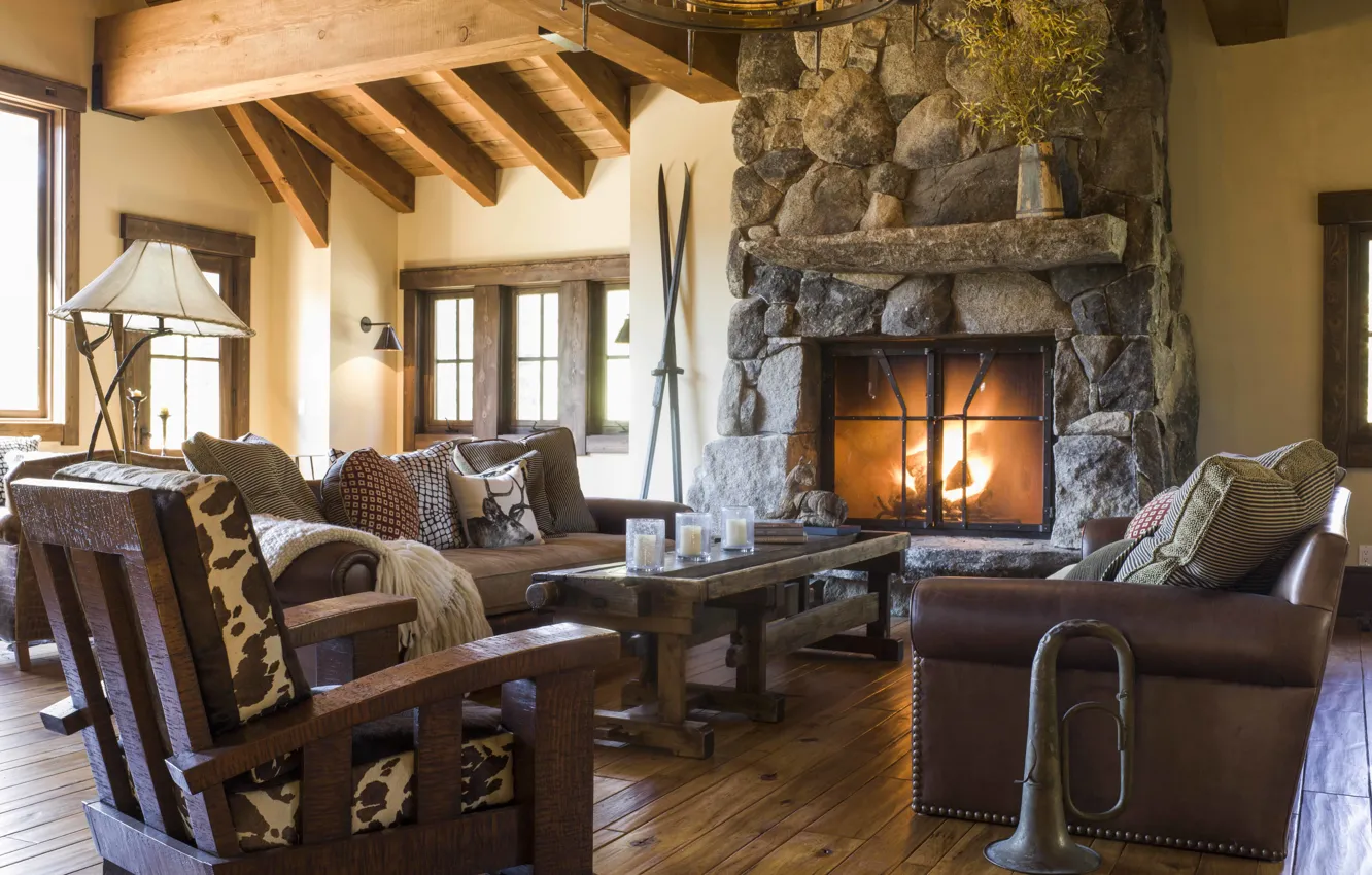 Photo wallpaper Switzerland, fireplace, Ski Resort, pension