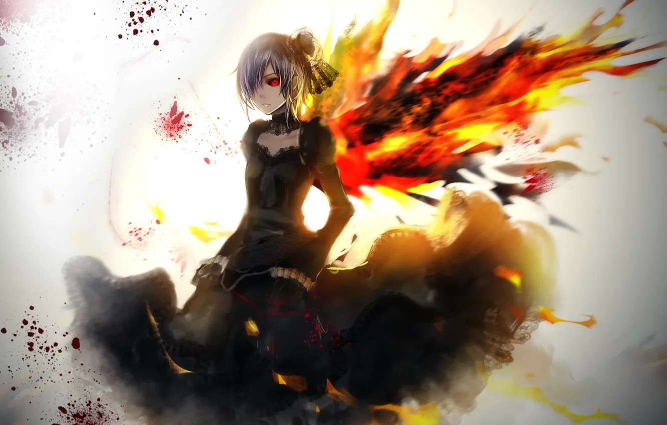 Photo wallpaper girl, blood, wings, anime, art, kirishima bring, tokyo ghoul, bba biao