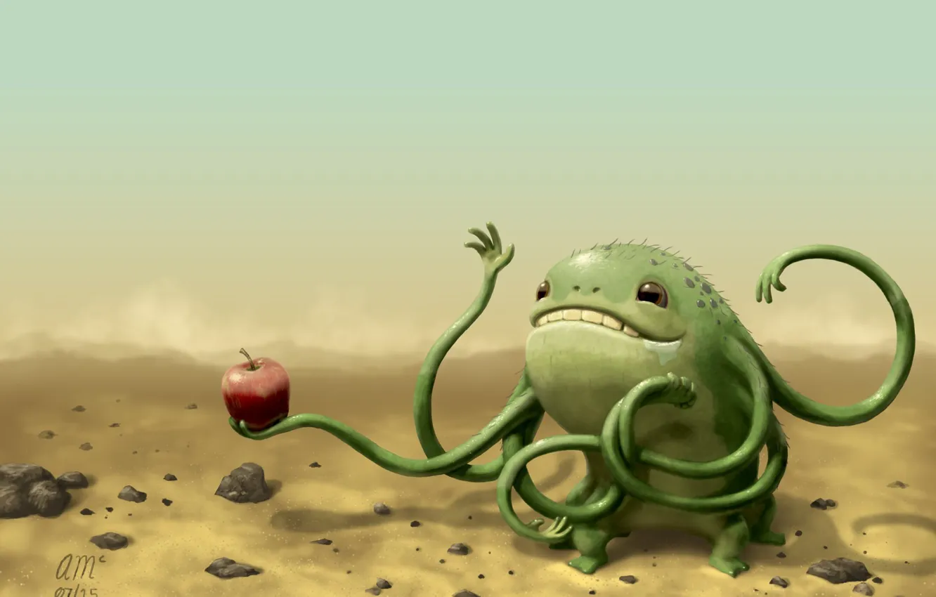 Photo wallpaper smile, mood, gift, apples, art, crank, familiarity, Andrew McIntosh