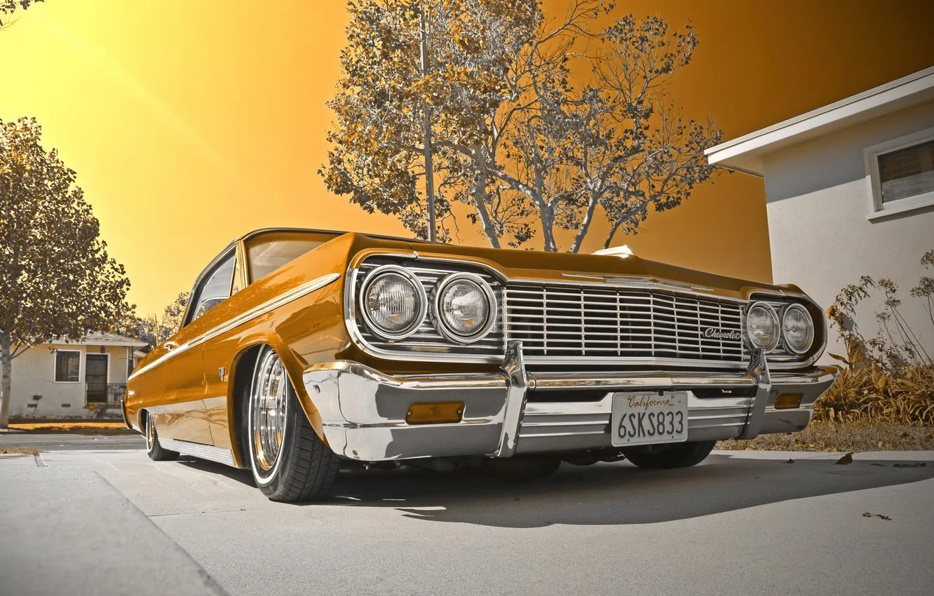 Photo wallpaper machine, background, 1964 Chevy impala
