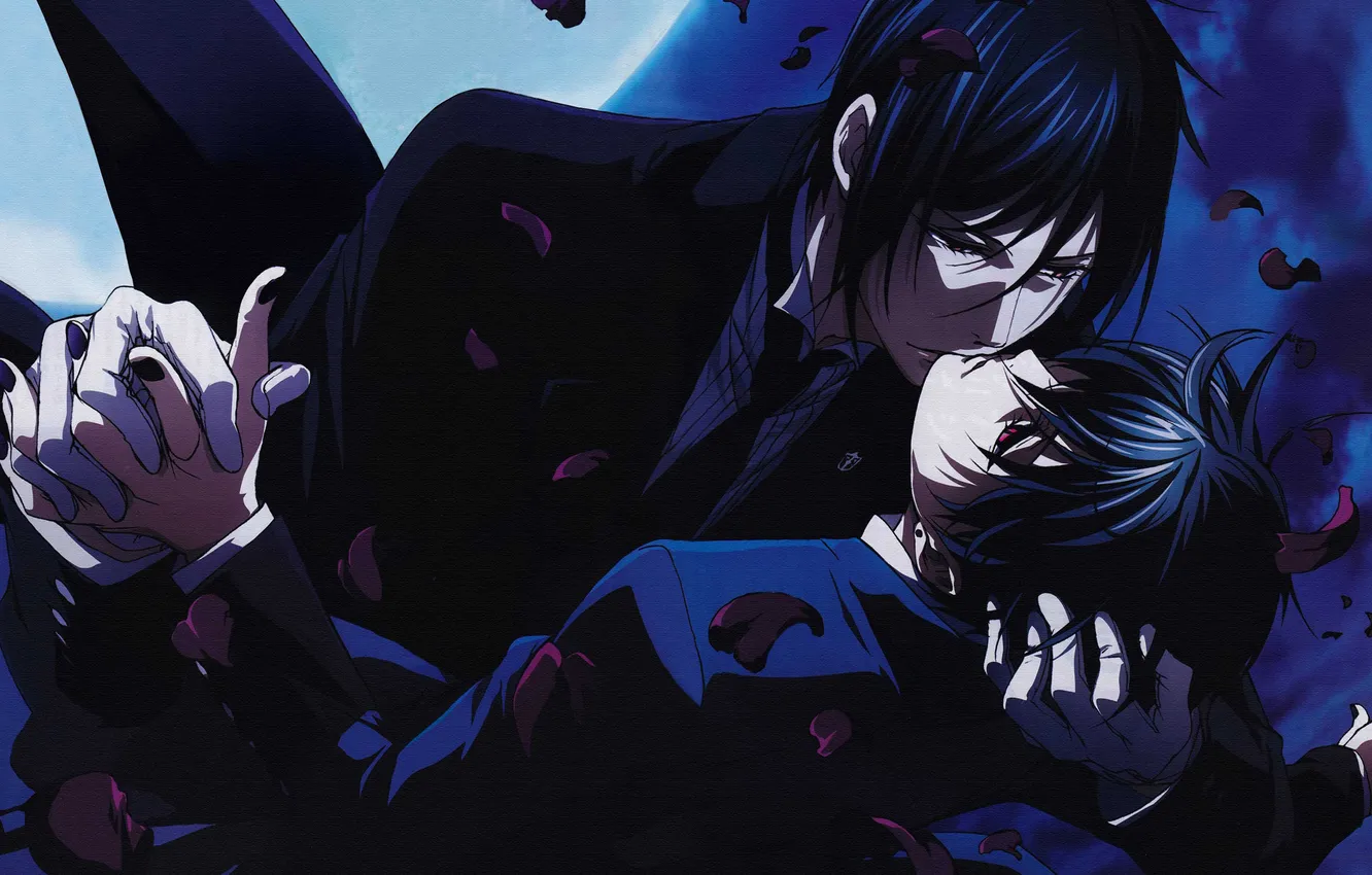 Photo wallpaper anime, Sebastian, Ciel, dark Butler