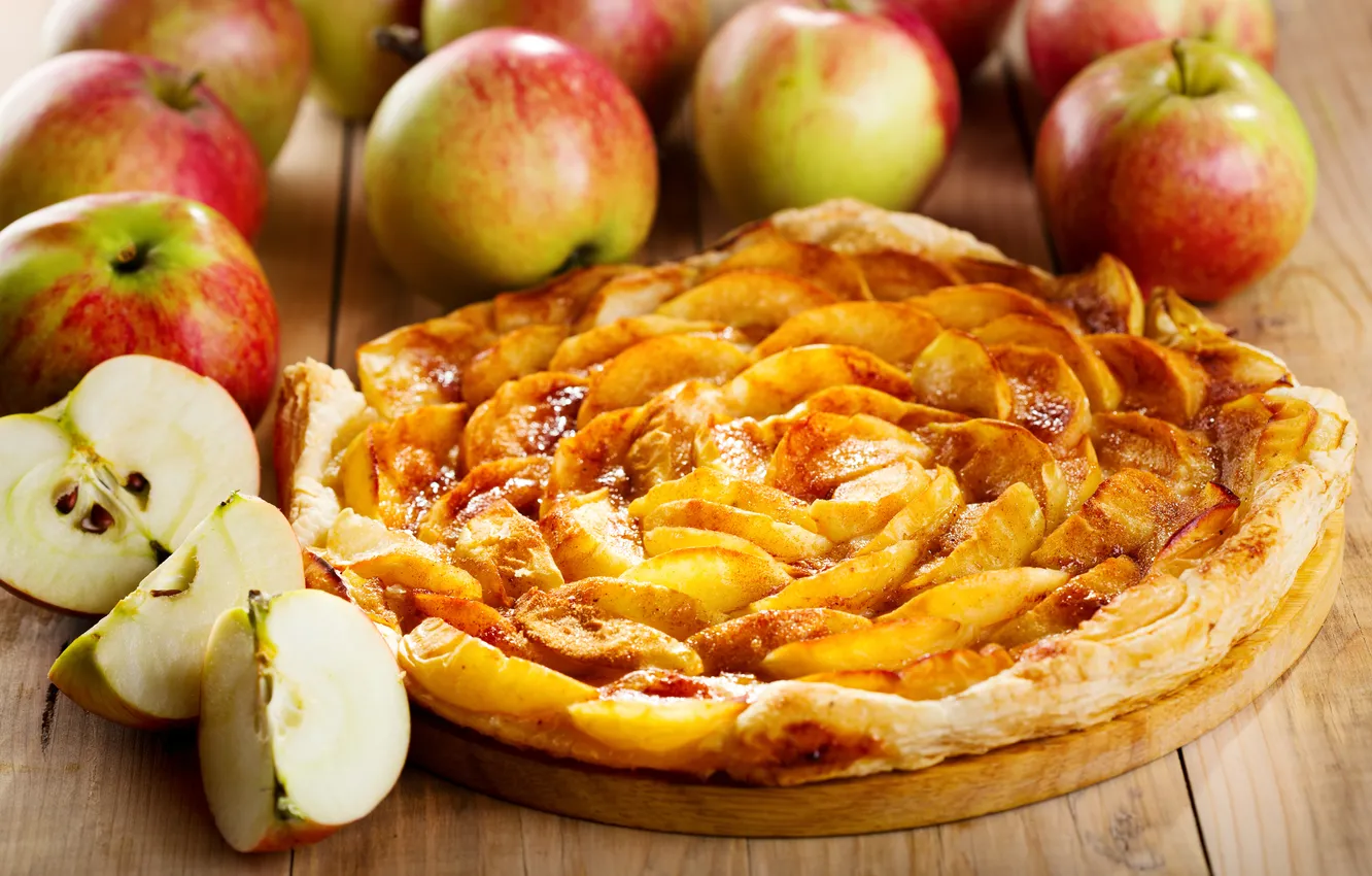 Photo wallpaper apples, food, pie, fruit, dessert, cakes