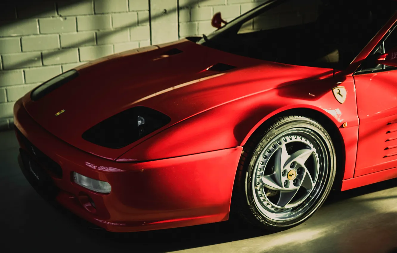 Photo wallpaper red, garage, Ferrari, the front, F 512 M