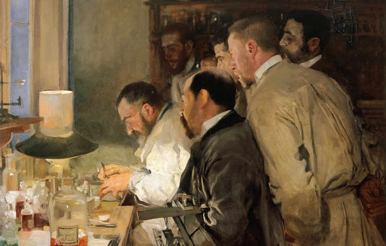 Photo wallpaper picture, male, laboratory, scientist, research, genre, Joaquin Sorolla