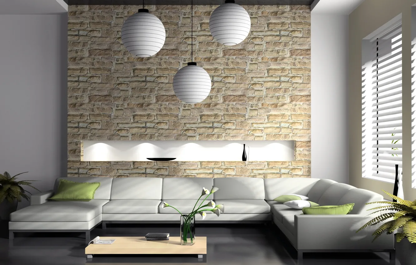 Photo wallpaper design, style, interior, sofa, table