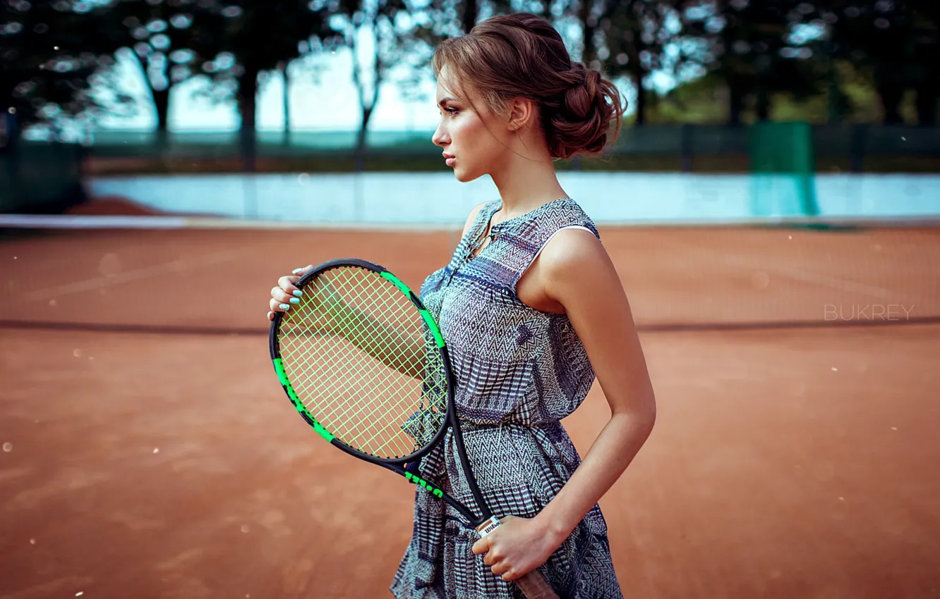 Photo wallpaper Girl, racket, tennis, court, Kirill Bukrey, Anna Golub