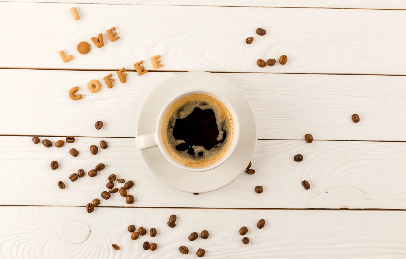 Photo wallpaper coffee, cookies, coffee beans