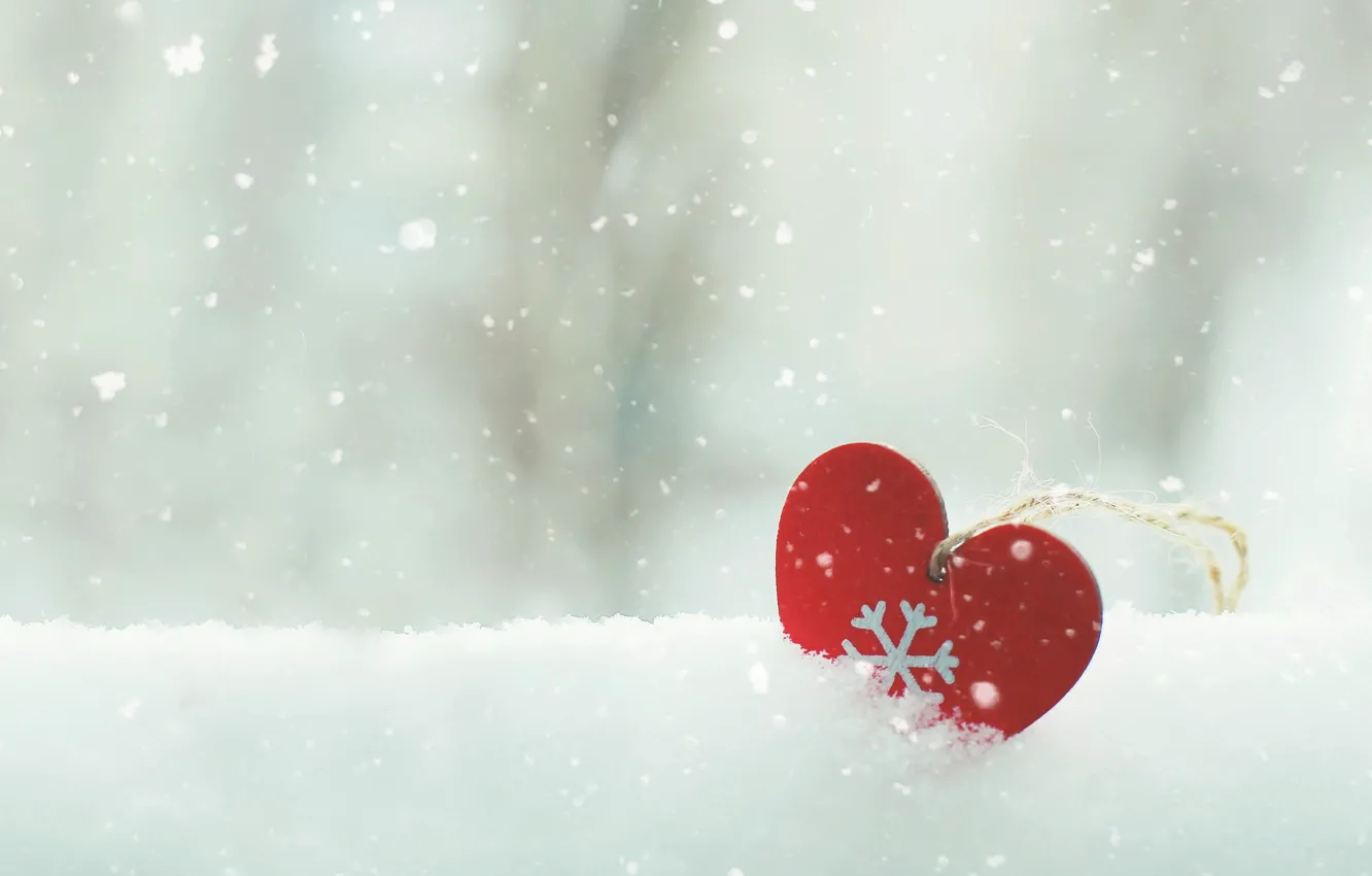 Photo wallpaper snow, mood, heart
