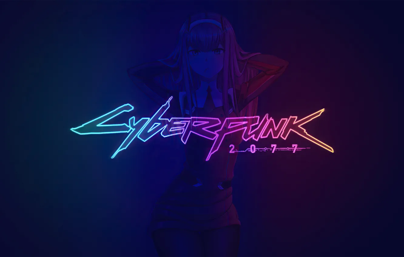 Photo wallpaper girl, anime, saver, Cyberpunk 2077, Cyberpunk 2077, Zero Two Darling In The Franxx