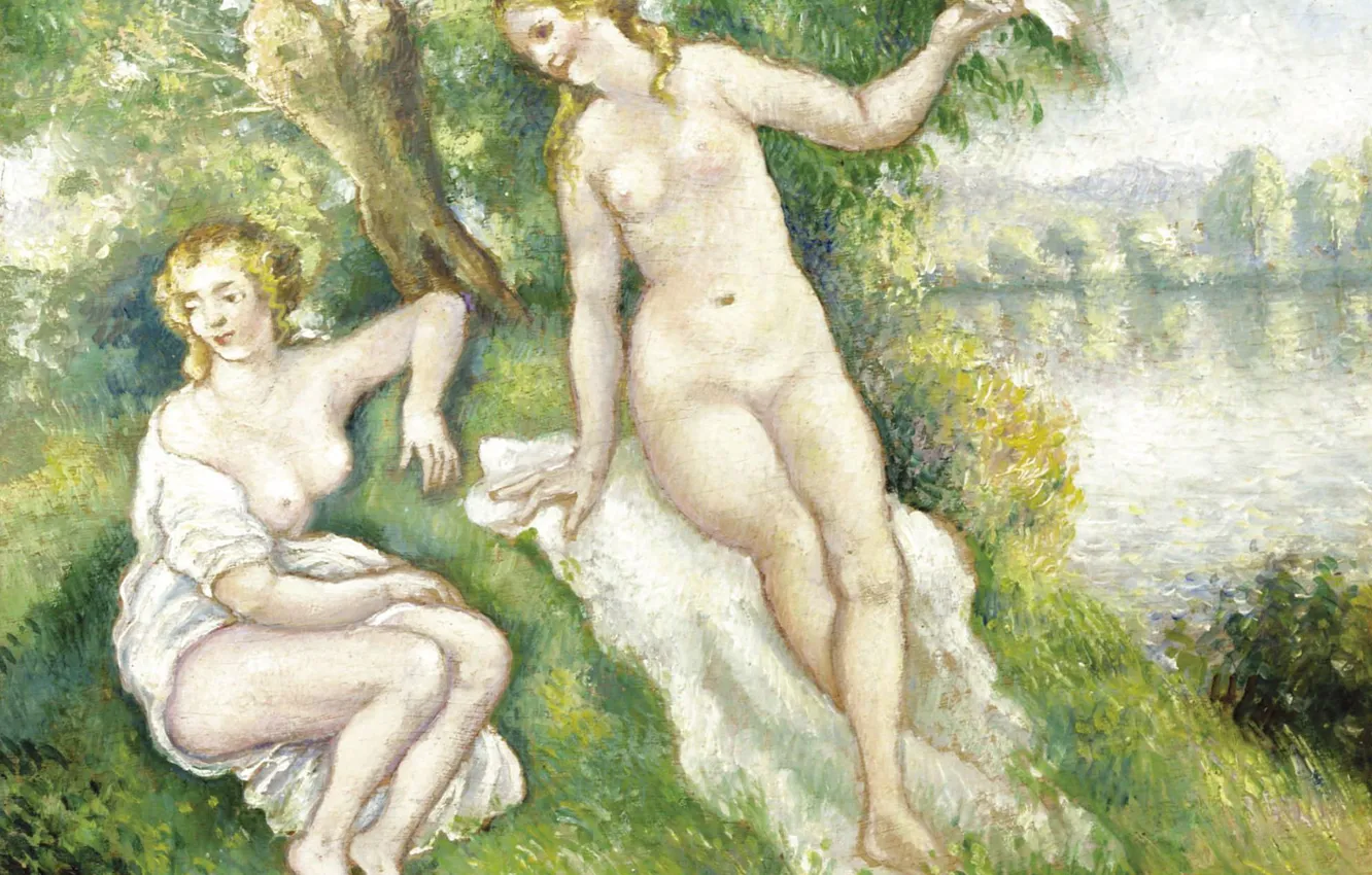 Photo wallpaper erotic, picture, Bathers, Georges Henri Manzana Pissarro, Georges-Henri Manzana-Pissarro