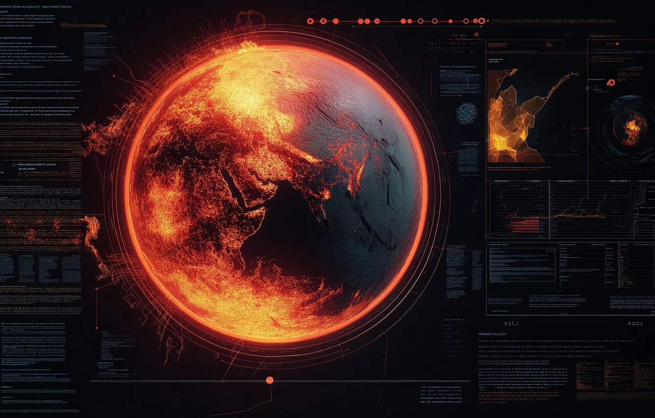 Photo wallpaper planet, planet, lava, illustration, AI art, AI art